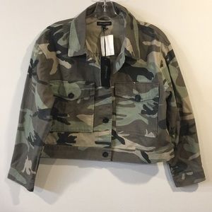 SHINESTAR Army Camo Button Down Jacket Size M